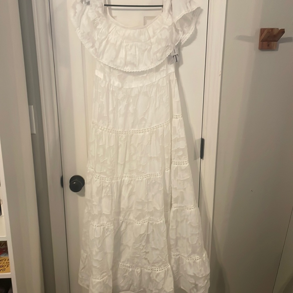 Off the Shoulder White Maxi Dress